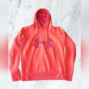 Womens Girl UNDER ARMOUR Long Sleeve Hoodie Sweatshirt Extra SMALL XS NEON CORAL